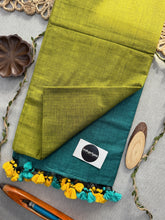 Indupriyaa C Green Nd Pista Handloom Khadi Cotton Saree